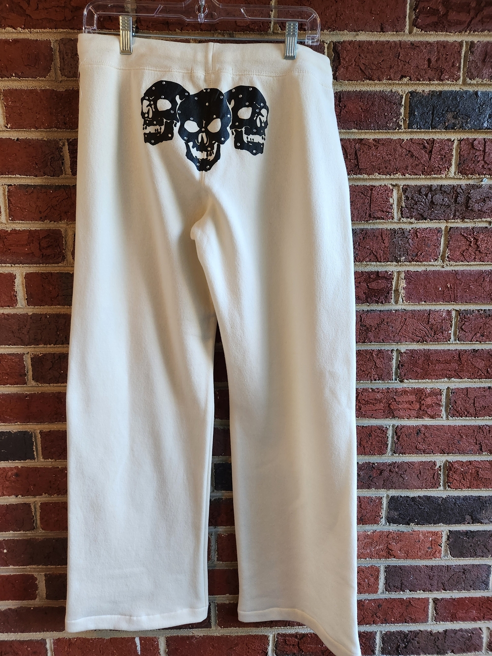 Wide Leg Sweatpants with Black Skull Graphic Medium Extra Soft Lounge Pant Goth